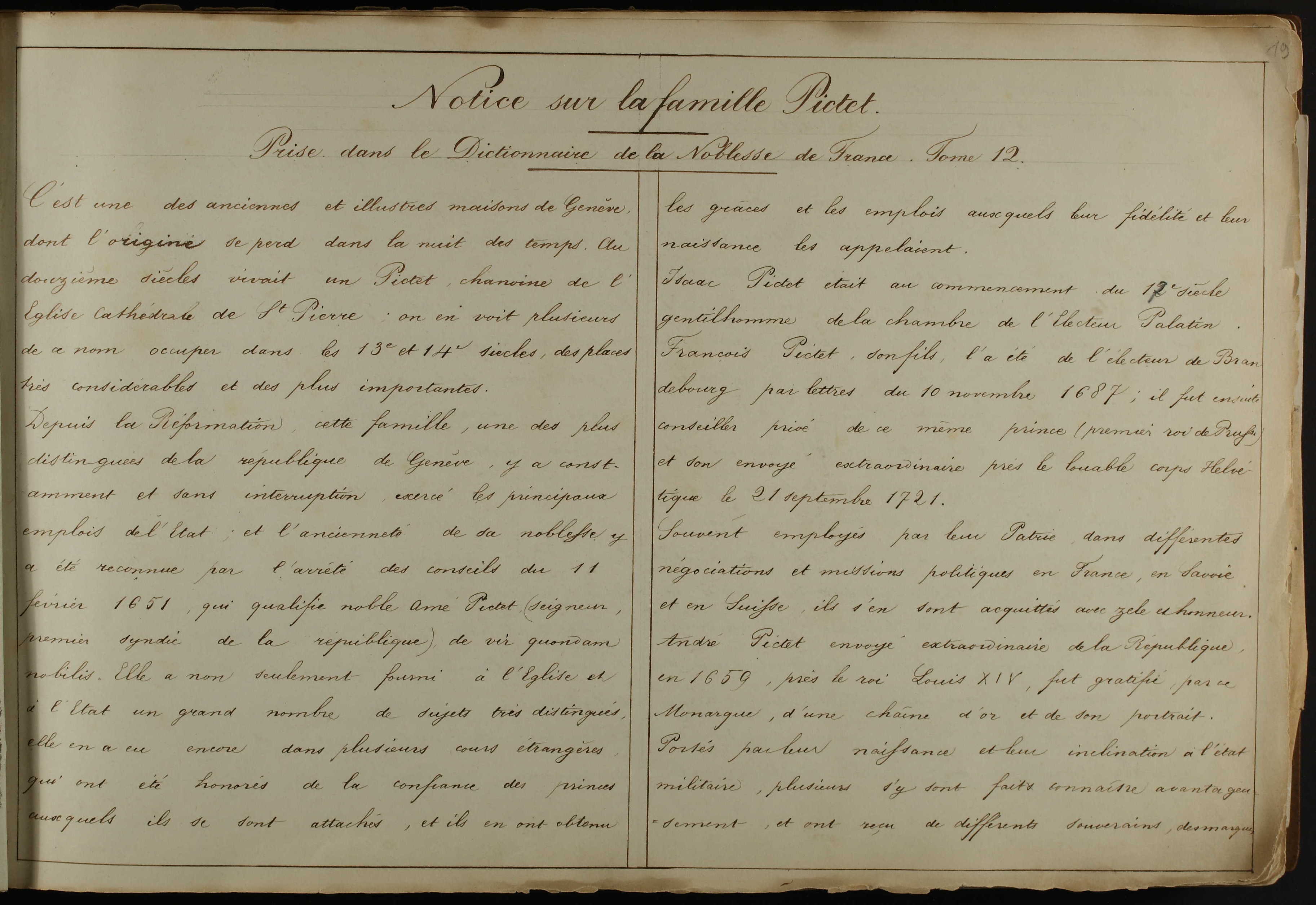 Extrait de l'album de souvenirs de Julie-Cécile Pictet-de Bock